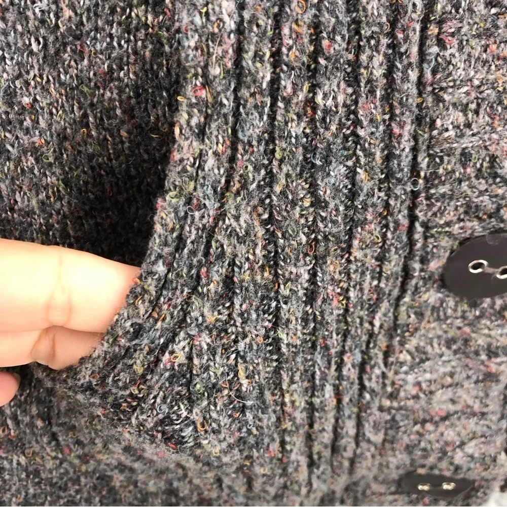Maurices Sweater Womens Medium Snap Button Hooded Speckled Pockets Cardigan